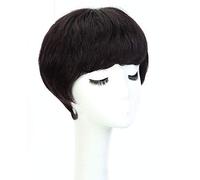 XAoSCd Creative Minds-Peluca De Pelo Liso Y Corto para Madre Anciana, Mecanismo Superior Completo para Mujer, Peluca De Pelo Real Superior