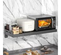 XAoSCd Estante De Pared Ajustable para Microondas: Estante De Cocina Que Ahorra Espacio para Hornos Microondas Y Pequeños Electrodomésticos. Solución De Almacenamiento Resistent,Black-(63~78) x40cm