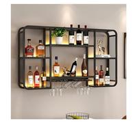 XAoSCd Estantes De Pared con Luces Led, Botellero De Pared con Soporte para Copas, Expositor para Botellas De Licor, Estantes Flotantes para Bar, Botelleros para Vino, Decoraci,Black-80 * 20 * 70cm