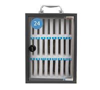 XAoSCd Gabinete De Almacenamiento para Teléfonos Celulares, 12/24/36/48/60 Ranuras, De Acero Inoxidable, con Cerradura, Organizador De Pared para Oficina,Silver-24