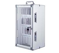 XAoSCd Gabinete De Aluminio para Guardar Celulares, con Cerradura Y Etiquetas Manuscritas, Asa Portátil, para Aula, Oficina Y Gimnasio.,Silver-36Slots