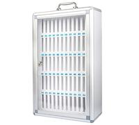 XAoSCd Gabinete Organizador De Almacenamiento Para Teléfonos Celulares De Aleación De Aluminio Con 12/24/36/48/60 Ranuras, Suministros De Oficina, Caja De Metal Para Teléfono M,Silver-60