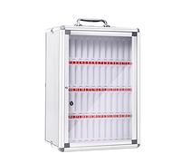 XAoSCd Gabinete para Llaves De 6 Ranuras, De Aleación De Aluminio, para Guardar Teléfonos Celulares, Bolsillos para Guardar Gráficos, Caja con Cerradura De Seguridad Y Manija P,Silver-48
