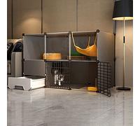 XAoSCd Jaula Grande para Gatos De Interior - Jaula para Animales Pequeños Cerca De Alambre para Bricolaje Perrera para Gatos Jaulas para Gatos De Interior Grandes con Caja De A,Black-111 * 49 * 73cm