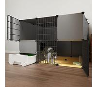 XAoSCd Jaula para Gatos con Caja De Arena, Jaula Plegable para Gatos, Jaulas para Mascotas para Perros Pequeños, Jaulas para Mascotas para Animales Pequeños, Cerca De Alambre D,White-111 * 95 * 75cm