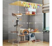 XAoSCd Jaula para Gatos, Corral para Mascotas, Recintos Grandes para Gatos De 2 O 3 Niveles, Jaula De Rejilla De Alambre De Metal para Hacer Uno Mismo, Lugar De Ejercicio Grand,White D-44x30x58