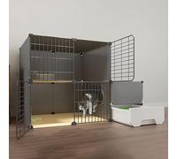 XAoSCd Jaula para Gatos De Interior con Caja De Arena para Gatos, Recinto Grande para Gatos De 2 O 3 Niveles, Jaulas para Gatos De Interior para Animales Pequeños, Lugar De Eje,111x49x75cm-A