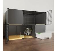 XAoSCd Jaula para Gatos De Interior con Caja De Arena para Gatos, Recinto Grande para Gatos De 2 O 3 Niveles, Jaulas para Gatos De Interior para Animales Pequeños, Lugar De Eje,111x49x75cm-B