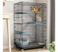 XAoSCd Jaula Plegable para Gatos De 3/4 Niveles con Ruedas Giratorias De 360°, Recinto para Gatos En Interiores con Plataformas Y Escalera, Corral para Gatos con Bandeja para A,Black-30x18x43