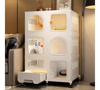 XAoSCd Jaulas para Gatos De Interior Grandes con Caja De Arena, Perrera para Gatos, Corral De Juego para Cachorros para Interiores, Recintos para Gatos De 4 Niveles Hechos A Ma,71 * 46.5 * 110cm