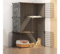 XAoSCd Jaulas para Gatos De Interior Grandes, Recinto para Gatos, Armario para Gatos, Jaula Semicerrada para Gatos, Parque De Juegos para Gatos, Valla para Mascotas De Interior,Black 75x39x109cm