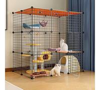 XAoSCd Jaulas para Gatos, Jaulas Grandes para Gatos, Recintos para Gatos De Interior, Jaulas para Gatos Y Hurones, Valla De Metal Desmontable para Ejercicios De Perros con Hamac,Black-109x74x109cm