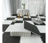 XAoSCd Losetas De Alfombra Entrelazadas De Área Grande, Alfombra De Espuma De Rompecabezas De Felpa, Alfombras Suaves, Alfombra De Juego, Hogar, 200 Piezas (Gris + Blanco 0,39 Pulgadas)