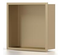 XAoSCd Nicho de baño de acero inoxidable, estante de almacenamiento de una pieza de metal, armarios empotrados para pared de televisión para sala de estar y dormitorio, dorado, 32 x 32 x 12,5 cm