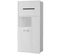 XAoSCd - Nicho de baño de acero inoxidable, soporte de pared para papel higiénico, basura, cepillo de inodoro, nicho integrado para dormitorio, oficina, cocina, blanco, 30 x 65 x 14 cm, 11,81 x 25,59