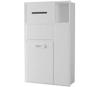 XAoSCd - Nicho de baño de acero inoxidable, soporte de pared para papel higiénico, basura, cepillo de inodoro, nicho integrado para dormitorio, oficina, cocina, blanco, 40 x 67 x 14 cm