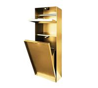 XAoSCd Nicho De Ducha De Acero Inoxidable, Estante De Almacenamiento con Cubo De Basura, Estante De Ducha Impermeable Integrado con Cepillo De Inodoro para Baños.,BIDHCKQ52434-Gold-62x20x15cm