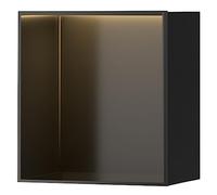XAoSCd Nicho de ducha de acero inoxidable, estante de almacenamiento integrado con iluminación para baño, salón, comedor y cocina, armario nicho de una pieza, negro-32 x 32 x 12,5 cm