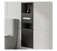 XAoSCd Nicho De Ducha De Acero Inoxidable, Nicho Impermeable De Pared, Estante Empotrado para Papel Higiénico, Papelera, Champú Y Artículos De Tocador.,BIDHCKQ50118-Black