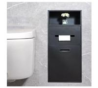 XAoSCd Nicho De Ducha De Acero Inoxidable, Soporte Impermeable para Papel Higiénico, Nicho De Ducha Empotrado para Papelera, para Guardar Champú Y Artículos De Tocador.,BIDHCKQ52862-Black-66x30x14cm