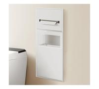 XAoSCd Nicho De Ducha Empotrado De Acero Inoxidable con Estantes Dobles Y Cubo De Basura, Nicho De Pared para Almacenamiento En El Baño, No Necesita Azulejos,BIDHCKQ50898-White-60x28x13.5cm