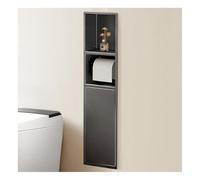 XAoSCd Nicho De Ducha Empotrado De Acero Inoxidable con Estantes Dobles Y Cubo De Basura, Organizador De Almacenamiento para Baño.,BIDHCKQ52398-Grey-80x18x12.5cm