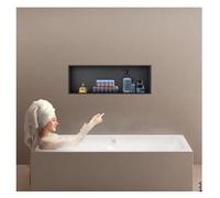 XAoSCd - Nicho de ducha empotrado, estanco, estante de baño empotrado de acero inoxidable, sin necesidad de revestimiento, organizador de pared de gran capacidad para inodoros, C,Black-72x32x12.5 cm