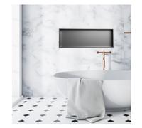 XAoSCd - Nicho de ducha empotrado, impermeable, organizador de baño empotrado de acero inoxidable, sin necesidad de revestimiento, estante de esquina moderno en una N, Grey-62x32x12.5 cm