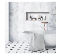 XAoSCd - Nicho de ducha empotrado, impermeable, organizador de baño empotrado de acero inoxidable, sin necesidad de revestimiento, estante de esquina moderno en una N, blanco - 92 x 32 x 12,5 cm