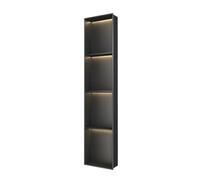 XAoSCd - Nicho de ducha empotrado y resistente al agua, de acero inoxidable, con iluminación LED integrada, estante de ducha, almacenamiento de pared impermeable para cuarto de baño, negro-120 x 28 x