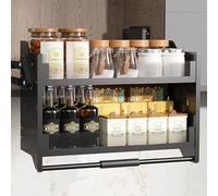 XAoSCd Organizador De Cocina Ajustable para Armario De Pared Superior, Estante Extraíble Y Abatible para Ahorrar Espacio, Cesta Elevable De Dos Niveles para Platos, Tazones Y Es,One Color-18.1