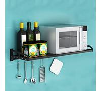 XAoSCd Organizador De Cocina, Estante De Almacenamiento para Microondas, Soporte De Pared para Horno Microondas, Organizador De Almacenamiento De Cocina De Acero Inoxidable, EST,Black-80 * 35Cm