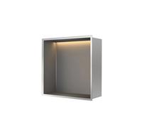 XAoSCd Organizador De Nicho De Ducha Moderno De Acero Inoxidable con Luz Led, Estante De Pared Impermeable para Almacenamiento En El Baño, Color Gris,BIDHCKQ53187-Grey-32x32x12.5cm