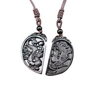 XAoSCd Par De Colgantes De Dragón Y Fénix De Jade Tallado, Joyería De Collar De Jadeíta Negra Natural (Par De Colgantes De Dragón Y Fénix, Par De Colgantes De Dragón Y Fénix)
