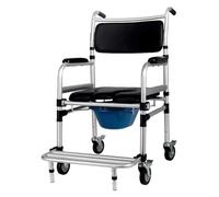 XAoSCd Sillas De Ruedas Plegables Silla De Ruedas Plegable Inodoro Móvil Portátil para Adultos Respaldo del Asiento Acolchado - Altura Ajustable Y Frenos En Las Cuatro Ruedas C,