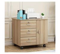 XAoSCd Soporte para Pc, Soporte De Piso para CPU Móvil, Estante De Madera para Impresora, Armario De Almacenamiento con Cajón, Soporte para Pc De Escritorio, Carrito con 4,Natural-B