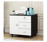 XAoSCd Soporte para Pc, Soporte De Piso para CPU Móvil, Estante De Madera para Impresora, Armario De Almacenamiento con Cajón, Soporte para Pc De Escritorio, Carrito con 4,Black+White-A