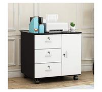 XAoSCd Soporte para Pc, Soporte De Piso para CPU Móvil, Estante De Madera para Impresora, Armario De Almacenamiento con Cajón, Soporte para Pc De Escritorio, Carrito con 4,Black+White-B