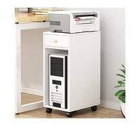 XAoSCd Soporte para Pc Soporte para Pc con Almacenamiento, Soporte para CPU con Ruedas De Madera De 2 Niveles con Cajón, Carrito para Impresora Móvil, Soporte para Pc para,White