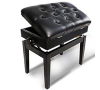 XAoSCd Taburete De Piano De Madera De Altura Ajustable, Asiento Acolchado Profesional para Solo, Madera Maciza con Cuero Transpirable Cómodo, con Almacenamiento De Partituras,