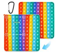 Xaosin Pop It 2 en 1 Popit Juego 20 x 20 cm Poppit Juguete 1-100 Push Bubble Juguete Fidget Toy Rainbow Tabla de Multiplicar Juguetes Antiestrés Sensoriales Juguete Educativo para Niños