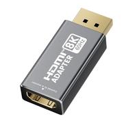 XAOSUN Adaptador DisplayPort a HDMI 8K a 60Hz, adaptador DP unidireccional a HDMI, puerto de pantalla chapado en oro 1.4 a HDMI 2.1 compatible con HP, HDTV, AMD, NVIDIA, Dell, GPU, proyector, PC