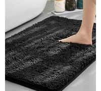 xapuo Chenille Bath Mat Super Absorbent Bathroom Rug with TPR Non-Slip Backing, Thick Soft Carpet For Shower Floor(Black,40 * 60cm/15.8 * 23.6in)