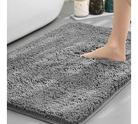 xapuo Chenille Bath Mat Super Absorbent Bathroom Rug with TPR Non-Slip Backing, Thick Soft Carpet For Shower Floor(Gray,50 * 80cm/19.7 * 31.5in)