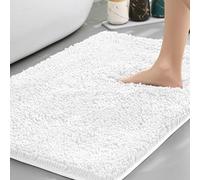 xapuo Chenille Bath Mat Super Absorbent Bathroom Rug with TPR Non-Slip Backing, Thick Soft Carpet For Shower Floor(White,50 * 80cm/19.7 * 31.5in)