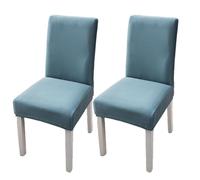 xapuo Elastic Chair Cover For Home and Office - Stretchy Polyester Spandex Seat with Hem, Fits Standard Chairs(Blue1,2PCS)