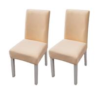 xapuo Elastic Chair Cover For Home and Office - Stretchy Polyester Spandex Seat with Hem, Fits Standard Chairs(Beige,2PCS)