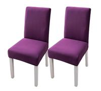 xapuo Elastic Chair Cover For Home and Office - Stretchy Polyester Spandex Seat with Hem, Fits Standard Chairs(Purple,2PCS)