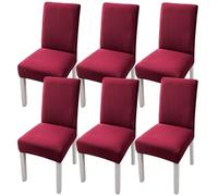 xapuo Elastic Chair Cover For Home and Office - Stretchy Polyester Spandex Seat with Hem, Fits Standard Chairs(Red,6PCS)