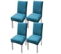 xapuo Elastic Chair Cover For Home and Office - Stretchy Polyester Spandex Seat with Hem, Fits Standard Chairs(Blue,4PCS)